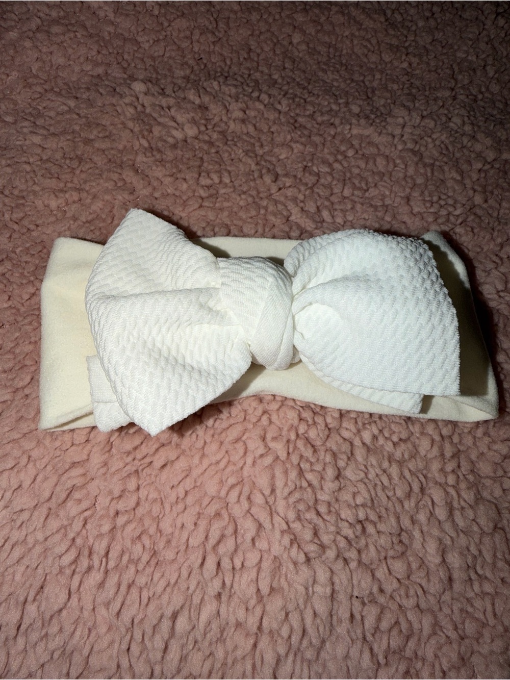 Cream Bow Headband for Kids - Soft Textured Fabric